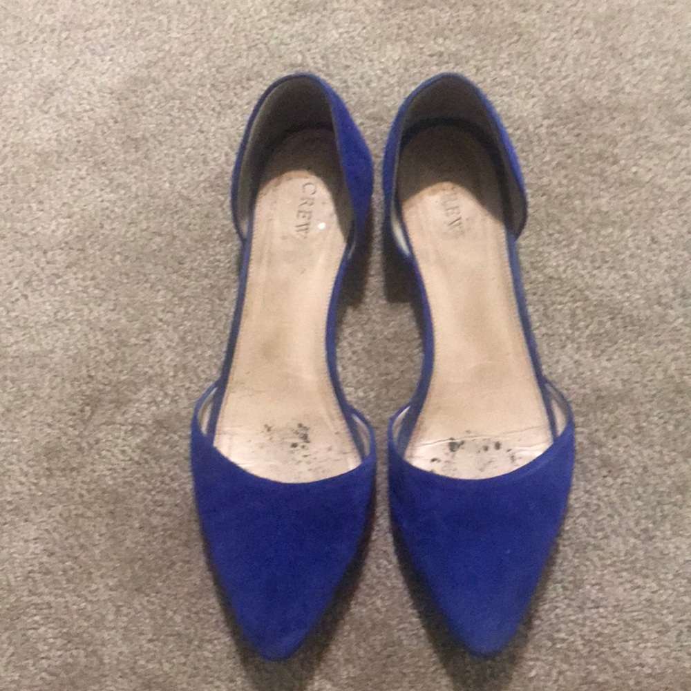 J Crew D’Orsay Flats Suede Electric Blue